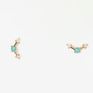 WWAKE Diamond/Opal set of Mini Three Point Earrings